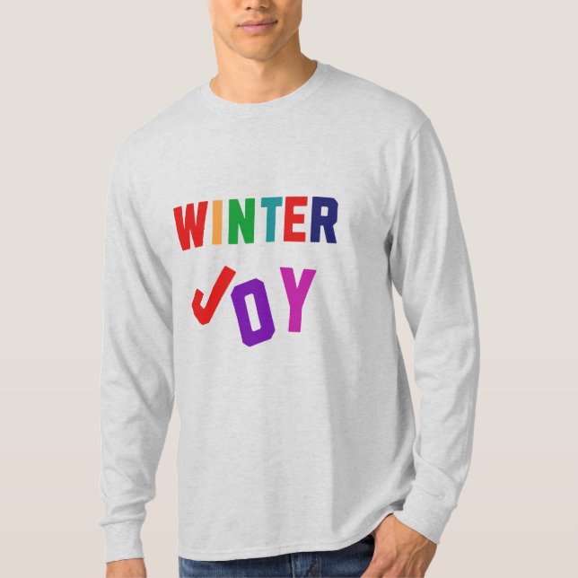 Camiseta Joy de inverno - Letras Coloridas Cozinhas (Frente)