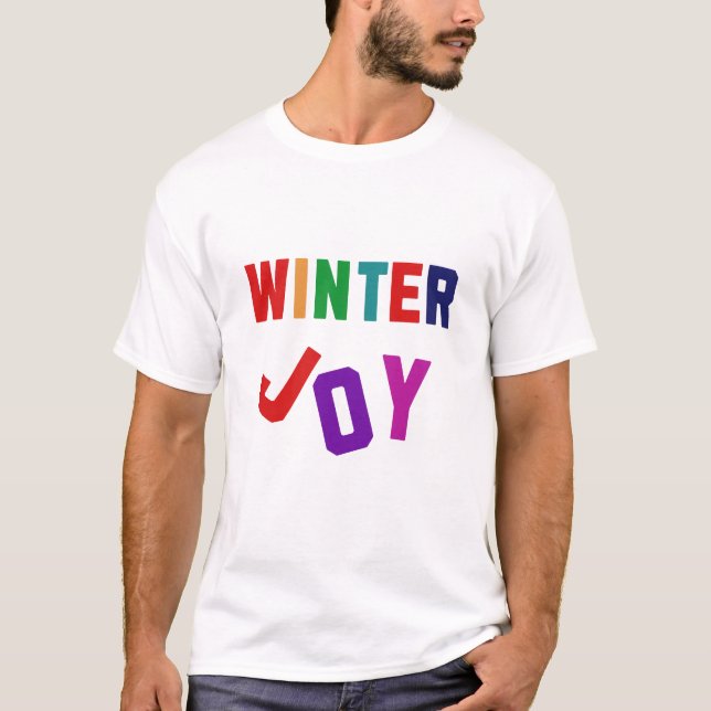 Camiseta Joy de inverno - Letras Coloridas Cozinhas (Frente)
