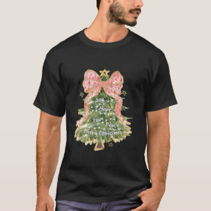 Camiseta Joy Hope Ama Paz Feliz Natal Engraçado Xmas Tre