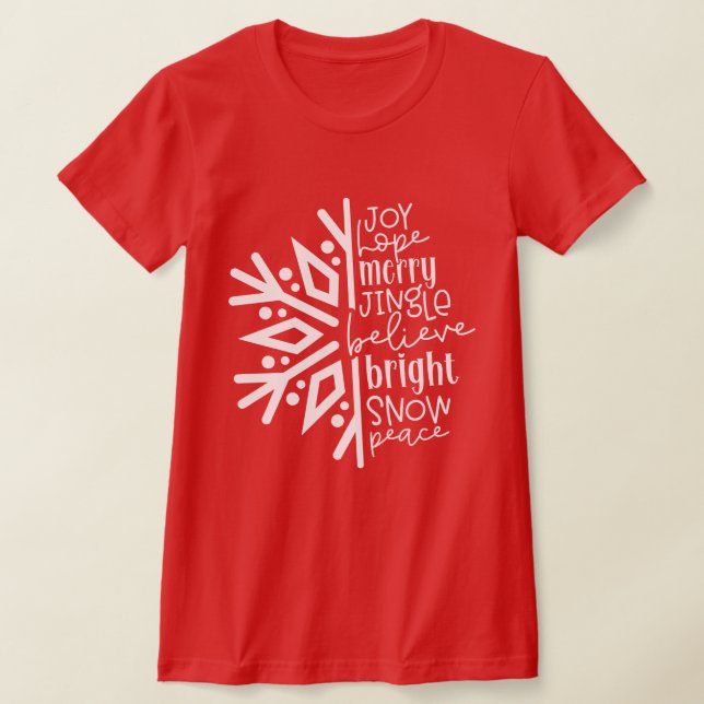 Camiseta Joy Hope Merry Jingle Believe Bright Snow Peace (Postura )