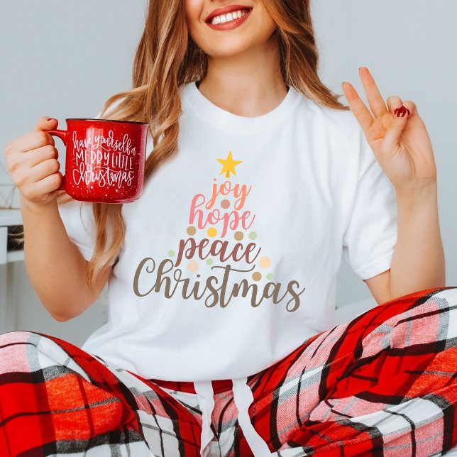 Camiseta Joy, Hope, Paz este Natal com mensagem de fé (Criador carregado)