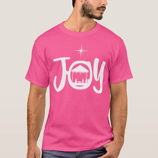 Camiseta Joy Jesus Natividade Cena de Natal Legal (Frente)