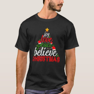 Camiseta Joy Love Peace Acredite em Papais noeis de Natal F