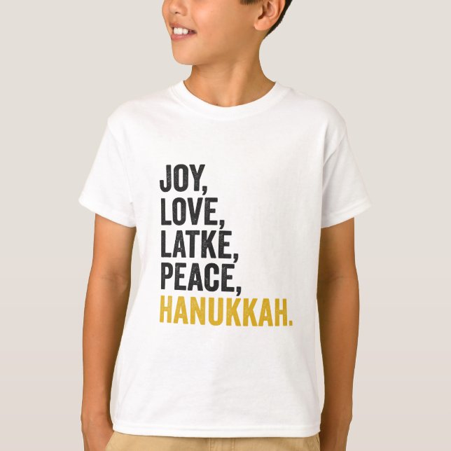 Camiseta Joy Love Trava Paz Hanukkah Engraçado Judeu (Frente)