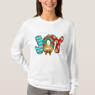 Camiseta Joy Manger Scense Peace Love Miracle Baby Jesus Ch