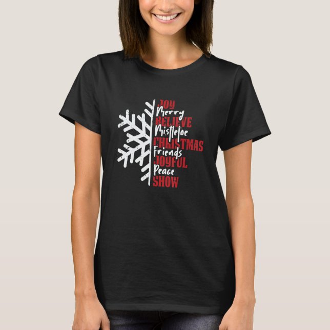 Camiseta Joy Merry Believe Mistletoe Christmas Pajama Cool  (Frente)