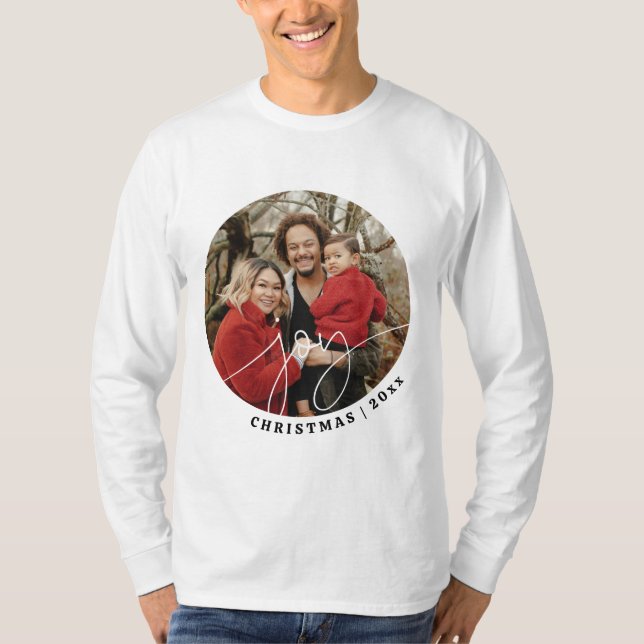 Camiseta Joy Minimalist Family Christmas 2024 Holiday prese (Frente)