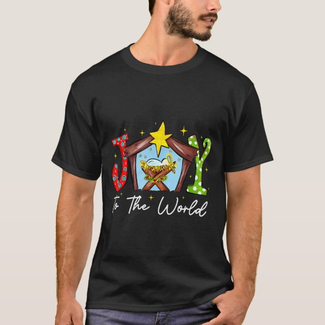 Camiseta Joy To The World Baby Jesus Christmas Nativity Sce (Frente)