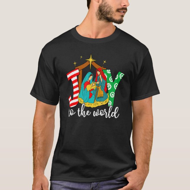 Camiseta Joy To The World Baby Jesus Natal Pajama Xmas (Frente)