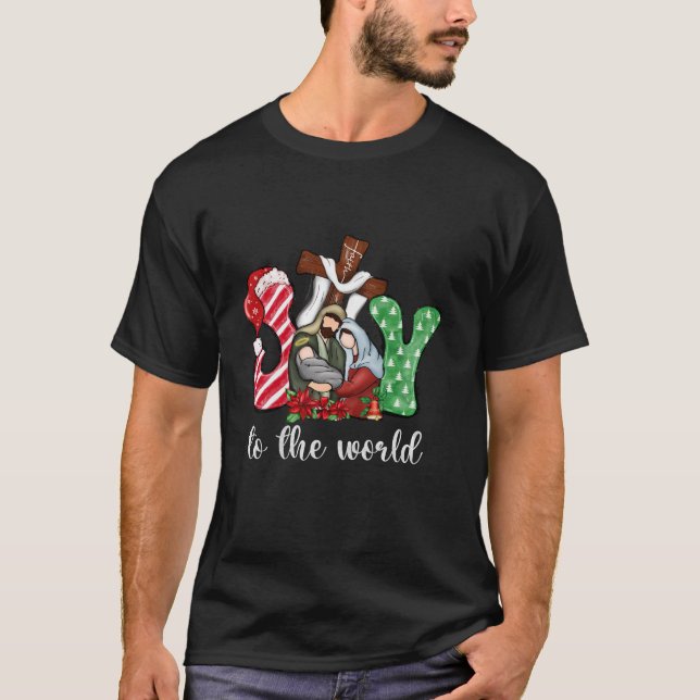 Camiseta Joy To The World Christmas Jesus Xmas Jesus Pajama (Frente)