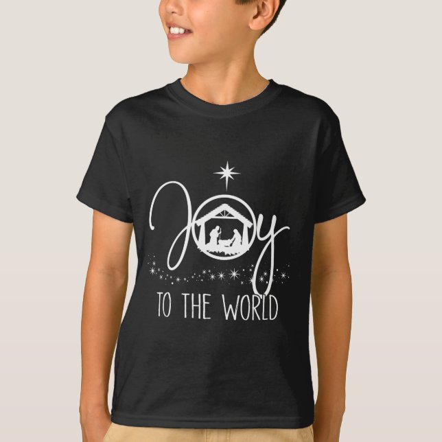 Camiseta Joy To The World Jesus Christian Nativity Scence C (Frente)