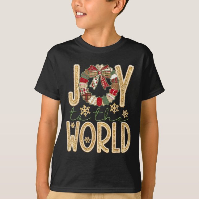 Camiseta Joy To The World Jesus Christian Snowflake Christm (Frente)