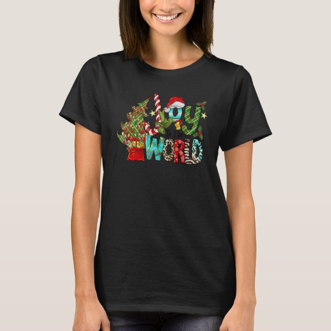 Camiseta Joy To The World Merry Christmas Santa Claus Retro (Frente)