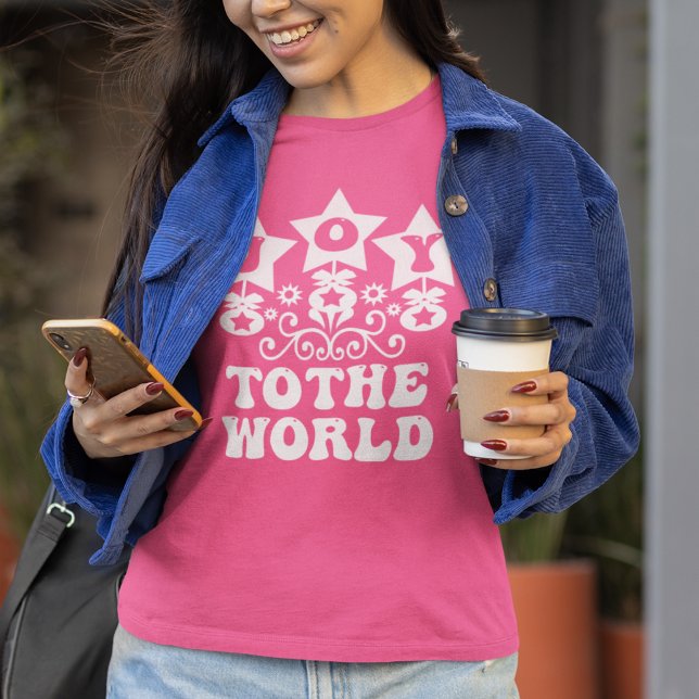 Camiseta Joy To The World Modern Pink Women's Christmas (Criador carregado)