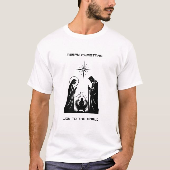 Camiseta Joy to the World T-Shirt | Minimalist Nativity (Frente)