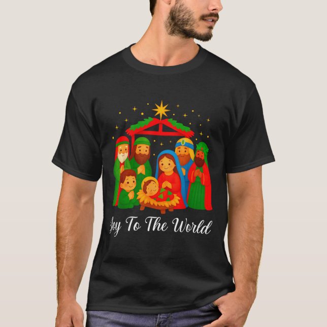 Camiseta Joy To The World Ugly Christmas Sweater Xmas Squad (Frente)