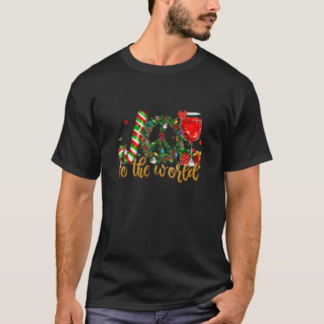 Camiseta Joy To The World With Candy Cane Red Wine Peace Wr (Frente)
