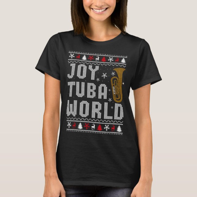 Camiseta Joy Tuba World Funny Music Lover Ugly Christmas Sw (Frente)