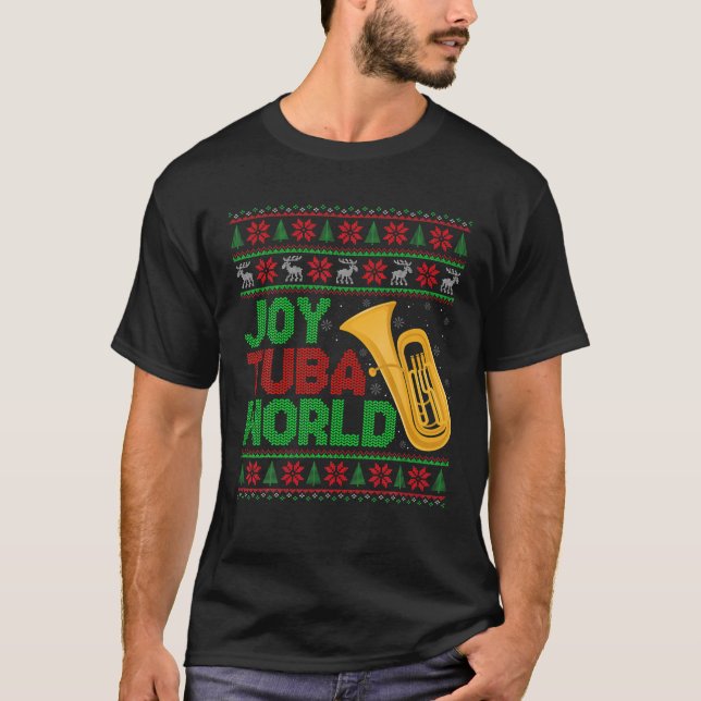 Camiseta Joy Tuba World Music Lover Xmas Tuba Ugly Christma (Frente)
