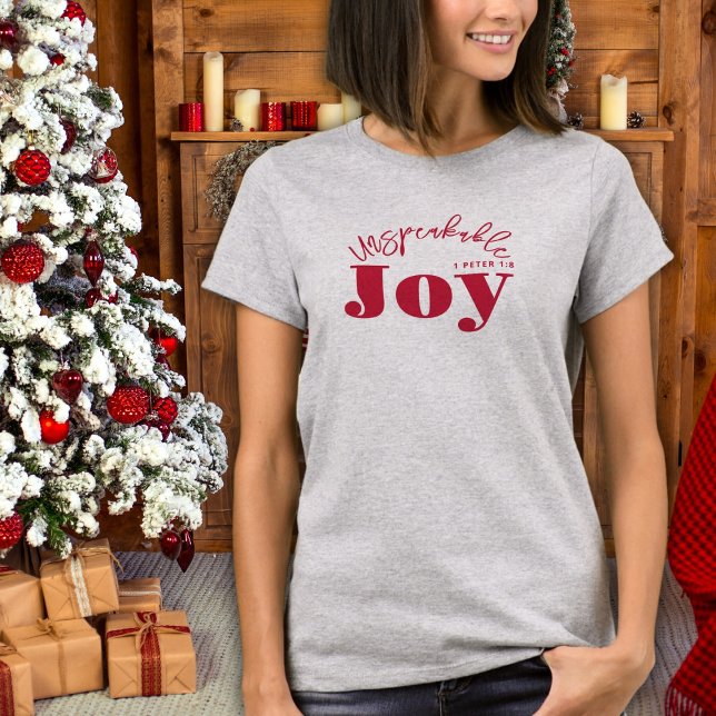 Camiseta Joy Typografia Cristã Moderna Vermelha Indescritív (Criador carregado)