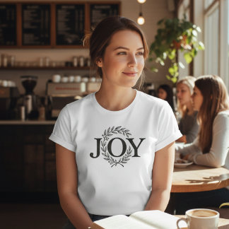 Camiseta Joy Wreath Minimalist Christmas: Botanical Holiday
