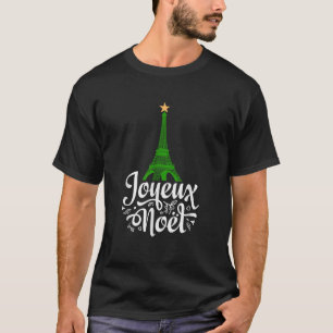 Camiseta Joyeaux Noel French Christmas Eiffel Tower Tree Ru