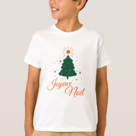 Camiseta Joyeux Noël en rouge : sapin classique et joyeux