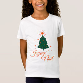 Camiseta Joyeux Noël en rouge : sapin classique et joyeux