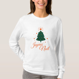 Camiseta Joyeux Noël en rouge : sapin classique et joyeux