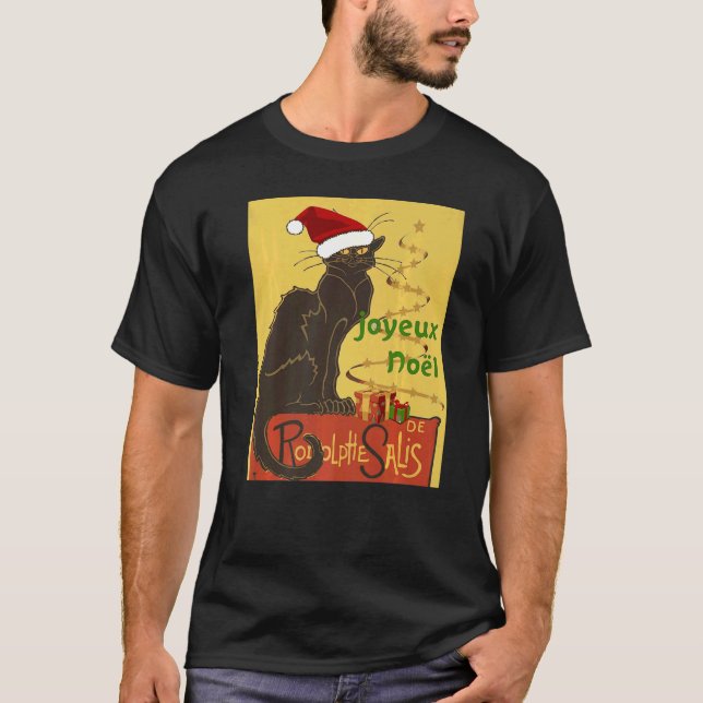 Camiseta Joyeux Noel Le Chat Noir Christmas Holiday Vector (Frente)
