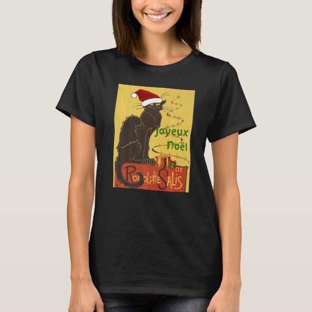 Camiseta Joyeux Noel Le Chat Noir Christmas Holiday Vector (Frente)