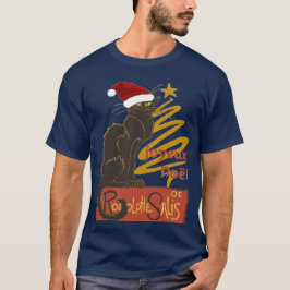 Camiseta Joyeux Noel Le Chat Noir With Stylized Golden Tree