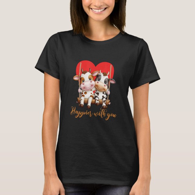 Camiseta Joyful Duo Happier With You Cow Couple (Frente)