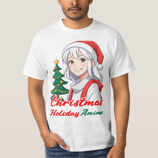 Camiseta Joyful kawaii Girl - Animação de Natal (Frente)