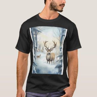 Camiseta Joyful Reindeer Snowscape