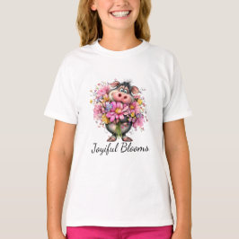 Camiseta Joyiful Blooms Kids Pig Floral T-Shirt