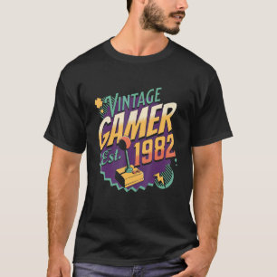 Camiseta Joystick Retro Gamin da Vintage Gamer 1982
