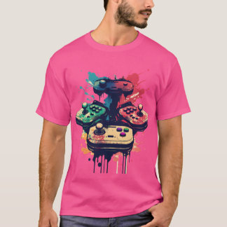 Camiseta Joysticks T-shirt e S do Jogo Retro Nostálgico