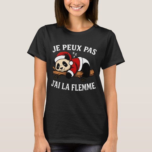 Camiseta J'Peux Pas J'ai La Flemme Cadeau Drôle Panda Noel (Frente)