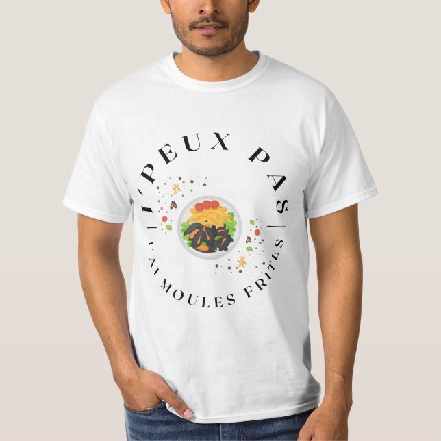 Camiseta J'peux pas j'ai moules frites (Frente)