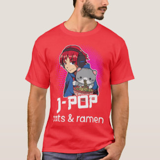 Camiseta JPop Cat Lover Ramen Anime Pop japonês Mus