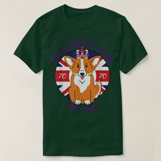 Camiseta JUBILEE 1952 2022 Cão de Corgi, DE PLATINUM, DA RA (Frente do Design)