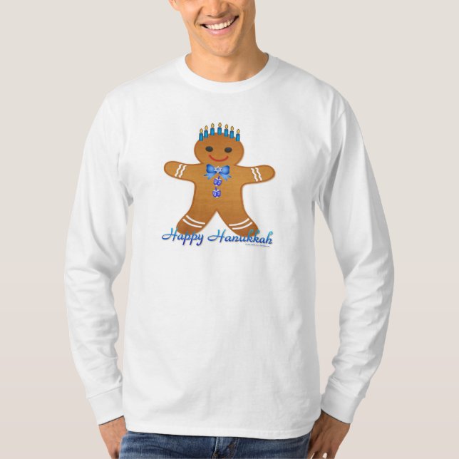 Camiseta Judaica Hanukkah Gingerpão Man Menorah (Frente)
