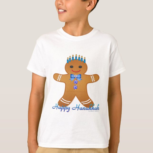 Camiseta Judaica Hanukkah Gingerpão Man Menorah (Frente)