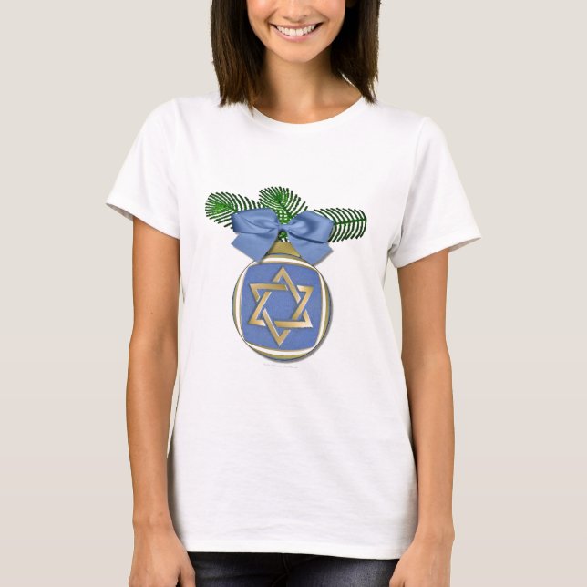 Camiseta Judaica Hanukkah Star De David Ornament Impressão (Frente)
