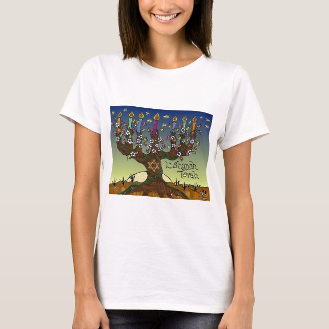 Camiseta Judaica L'shanah Tovah Tree Of Life Gifts Roupa (Frente)