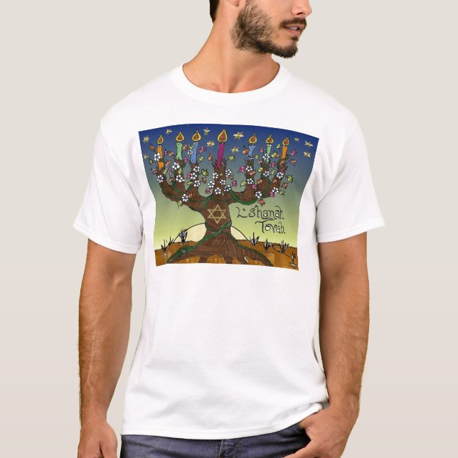 Camiseta Judaica L'shanah Tovah Tree Of Life Gifts Roupa (Frente)