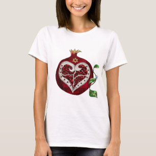 Camiseta Judaica Pomegranate Heart Hanukkah Rosh Hashanah