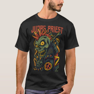 Camiseta Judas Priest Rosto Monstro Gráfico Heavy Metal Des