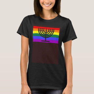 Camiseta Judeu Hebraico Menorah LGBTQ Orgulho gay Flag Quee